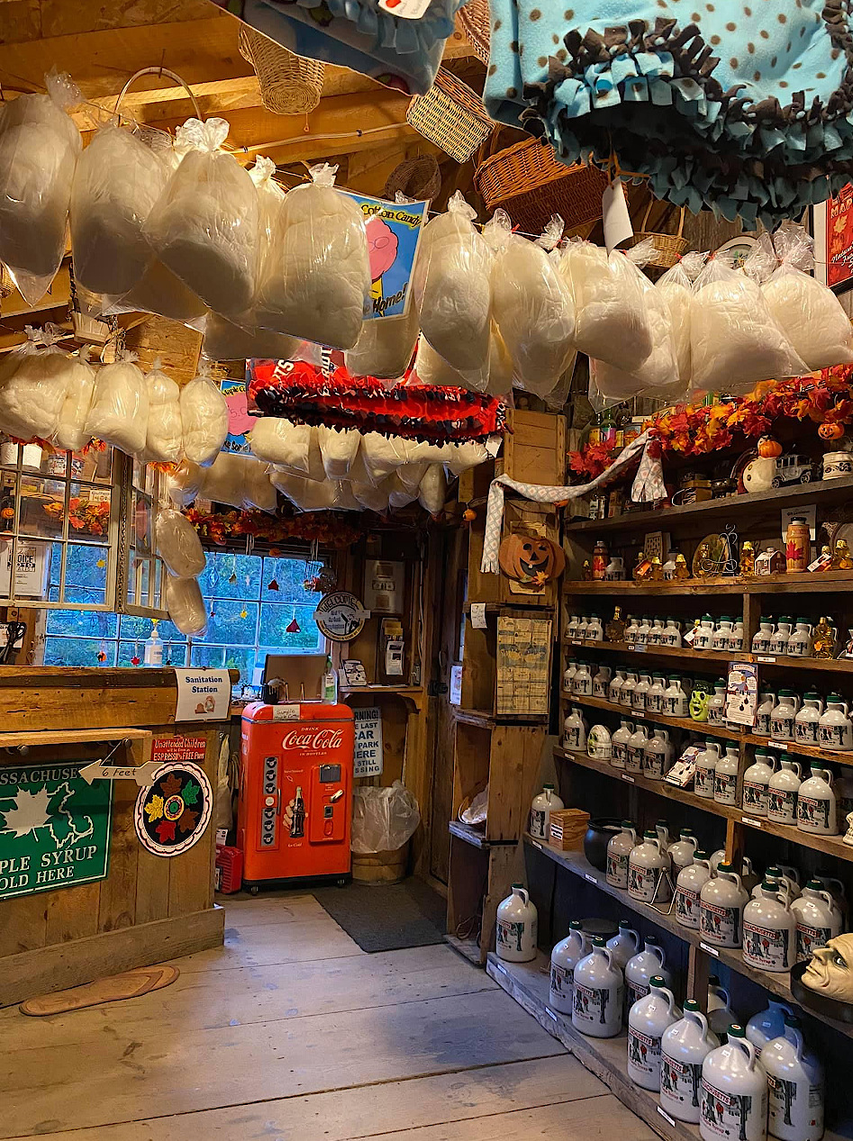 Inside the store, maple products on display